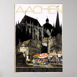 Vintage Aachen Germany Travel Poster ポスター