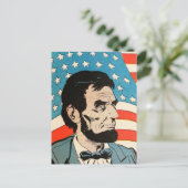 Vintage Abraham Lincoln USA Flag Illustration ポストカード (スタンド正面)