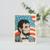 Vintage Abraham Lincoln USA Flag Illustration ポストカード (スタンド正面)