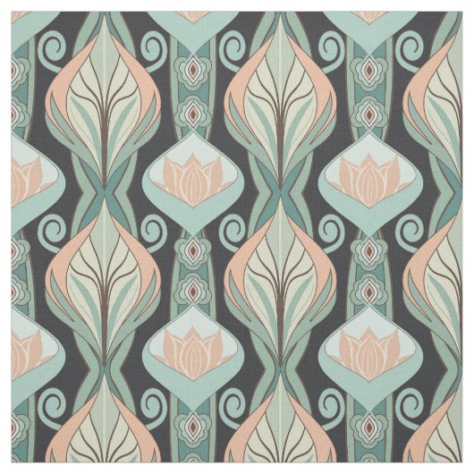 Vintage Abstract Botanical Art Nouveau Pattern ファブリック (見本)