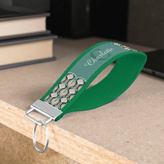 Vintage Abstract Botanical Art Nouveau Pattern リストバンドキーホルダー