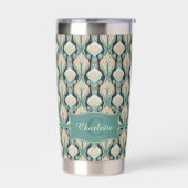 Vintage Abstract Botanical Monogram Floral Pattern 保温保冷タンブラー (左面)