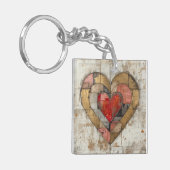 Vintage Abstract Hearts - Acrylic Keychain キーホルダー (正面左)