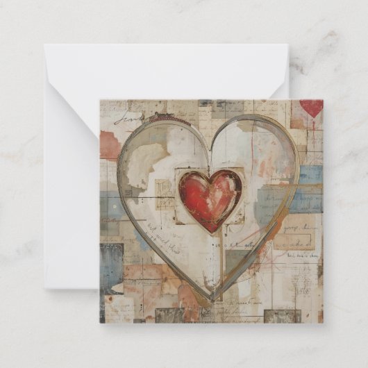 Vintage Abstract Hearts - Flat Note Card ノートカード (正面)
