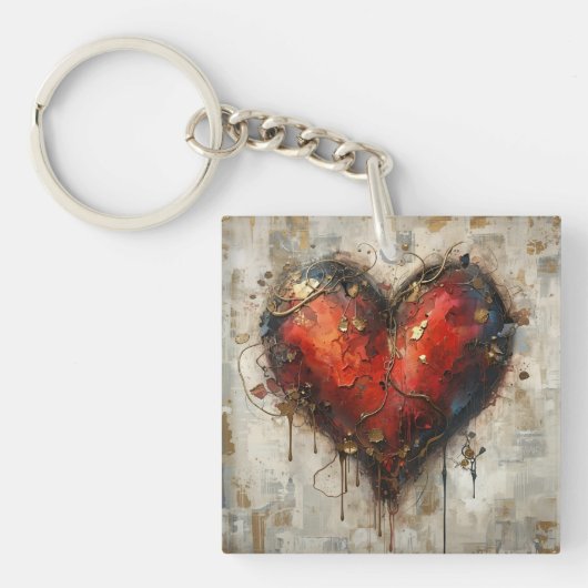 Vintage Abstract Hearts - Keychain キーホルダー (正面)