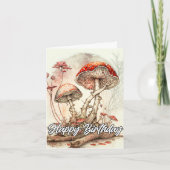 Vintage Abstract Mushroom Illustration Birthday カード (正面)