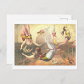 Vintage Acrobats Circus Advertising Lithograph ポストカード (正面/裏面)
