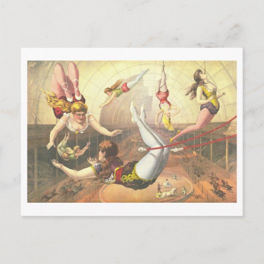 Vintage Acrobats Circus Advertising Lithograph ポストカード (正面)