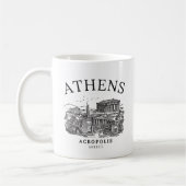 Vintage Acropolis of Athens Illustration コーヒーマグカップ (左)