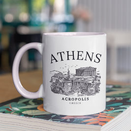 Vintage Acropolis of Athens Illustration コーヒーマグカップ