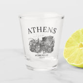 Vintage Acropolis of Athens Illustration ショットグラス (正面)