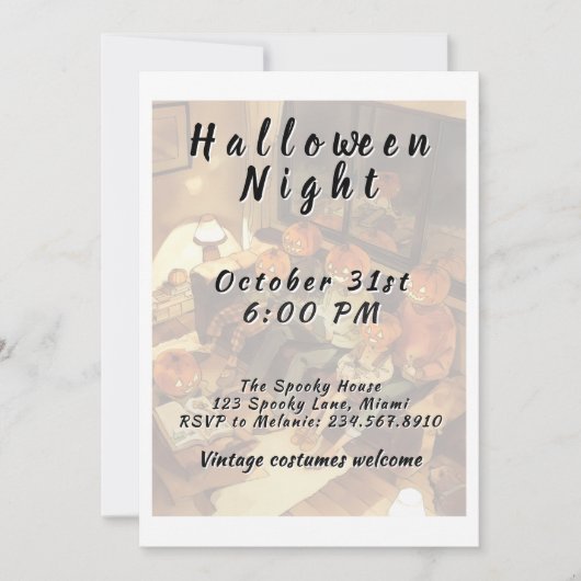 Vintage Adult Halloween Costume Party  招待状 (正面)