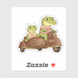 Vintage Adventure Crocodiles on Scooter Sticker シール