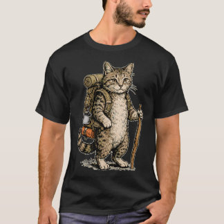 Vintage Adventure Hiking Cat Camping Backpacking Tシャツ