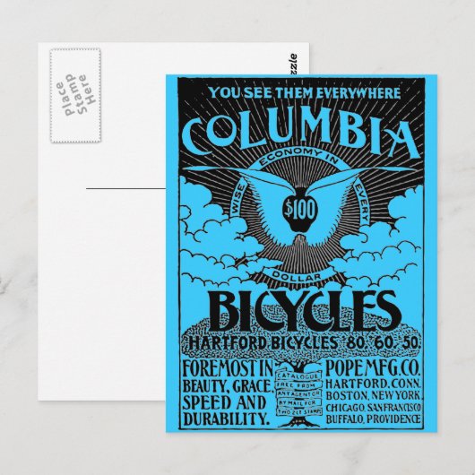 Vintage Advertisement - Columbia Bicycles ポストカード (正面/裏面)