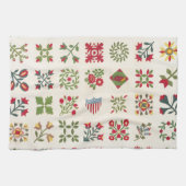 Vintage Aesthetic Christmas Holiday Quilt Pattern キッチンタオル (横)