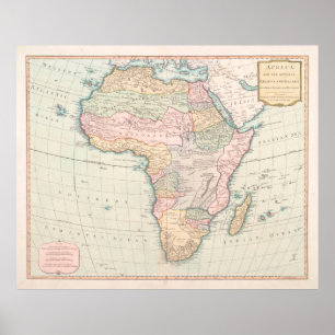 Vintage Africa Map (1800) Vintage African Continen ポスター