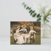 Vintage Afternoon Tea Party by Kate Greenaway ポストカード (スタンド正面)