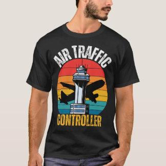 Vintage Air Traffic Controller Retro Sunset Tシャツ