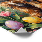 Vintage Airedale Terrier Easter Garden Art ポスター (角)