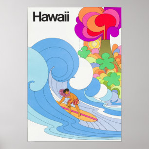 Vintage Airline Hawaii Travel ポスター