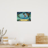 Vintage Airline Route World Map Travel ポスター (キッチン)