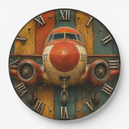 Vintage Airliner Nose Aircraft Aviation Hangar ペーパープレート