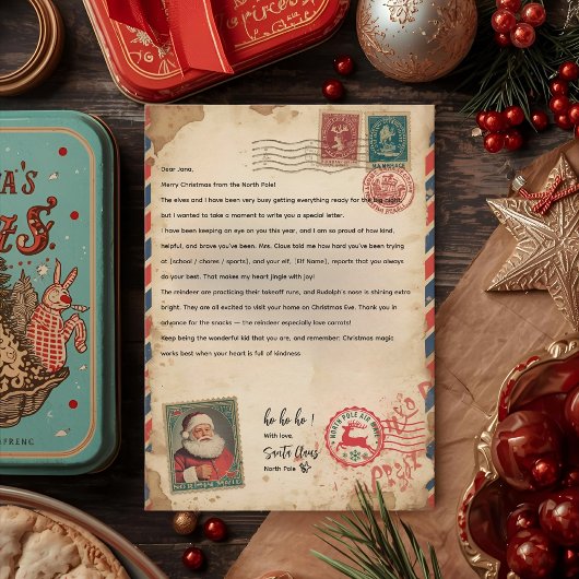 Vintage Airmail Santa Letter | Personalized 招待状