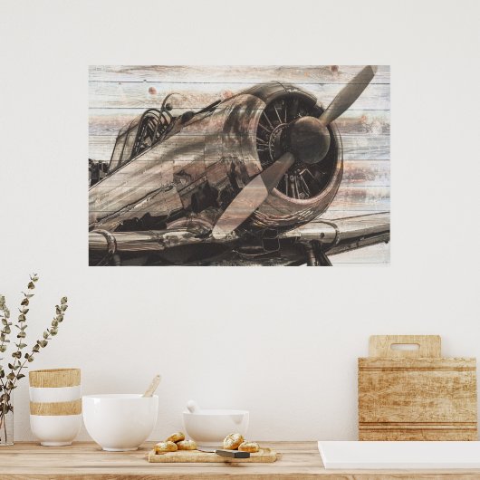 Vintage Airplane ポスター (キッチン)