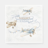 Vintage Airplane Aviator Pilot 1st Birthday スタンダードランチョンナプキン (正面)