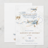 Vintage Airplane Aviator Pilot 1st Birthday 招待状 (正面/裏面)