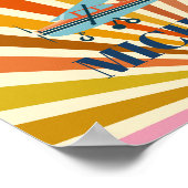 Vintage Airplane Cessna Retro Sunset Custom ポスター (角)