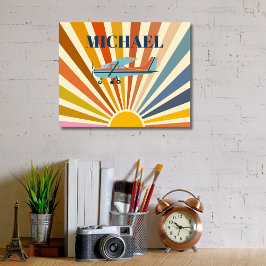 Vintage Airplane Cessna Retro Sunset Custom ポスター