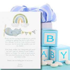 Vintage Airplane Clouds Baby Shower Thank You Card サンキューカード