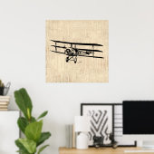 Vintage Airplane Old Antique Plane Illustration ポスター (ホームオフィス)