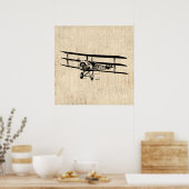 Vintage Airplane Old Antique Plane Illustration ポスター (キッチン)