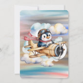 Vintage Airplane Penguin Boy 1st. Birthday Party 招待状 (裏面)