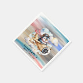 Vintage Airplane Penguin Boy Baby Shower スタンダードカクテルナプキン (角)