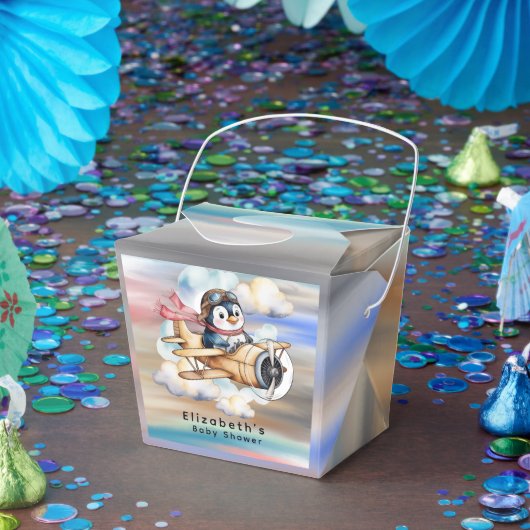Vintage Airplane Penguin Boy Baby Shower  フェイバーボックス (パーティー)