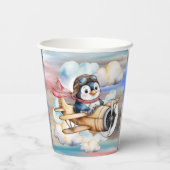 Vintage Airplane Penguin Boy Baby Shower  紙コップ (裏面)
