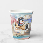 Vintage Airplane Penguin Boy Baby Shower  紙コップ (正面)
