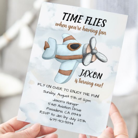Vintage Airplane Pilot Aviation Birthday Party 招待状