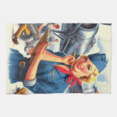 Vintage Airplane Pin-up キッチンタオル (横)