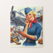 Vintage Airplane Pin-up ジグソーパズル (縦)