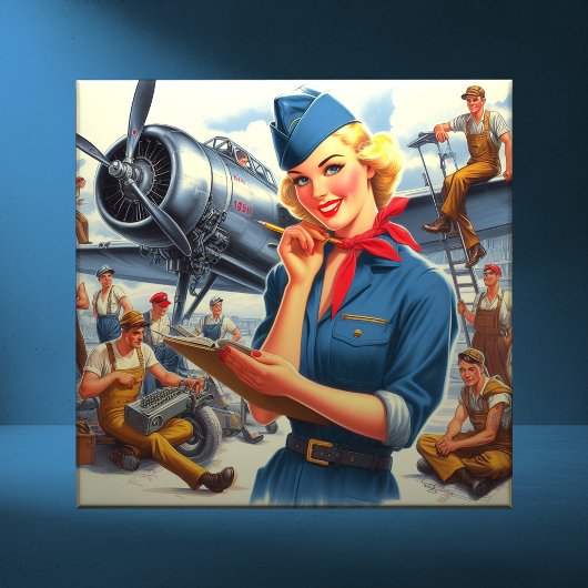 Vintage Airplane Pin-up タイル