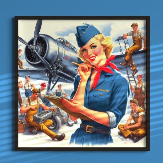 Vintage Airplane Pin-up ポスター
