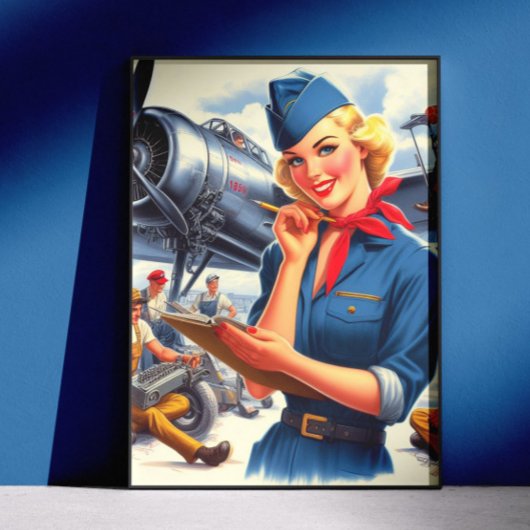 Vintage Airplane Pin-up ポスター