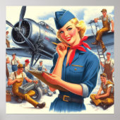 Vintage Airplane Pin-up ポスター (正面)
