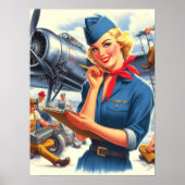 Vintage Airplane Pin-up ポスター (正面)