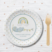 Vintage Airplane Rainbow Clouds Boy Baby Shower  ペーパープレート